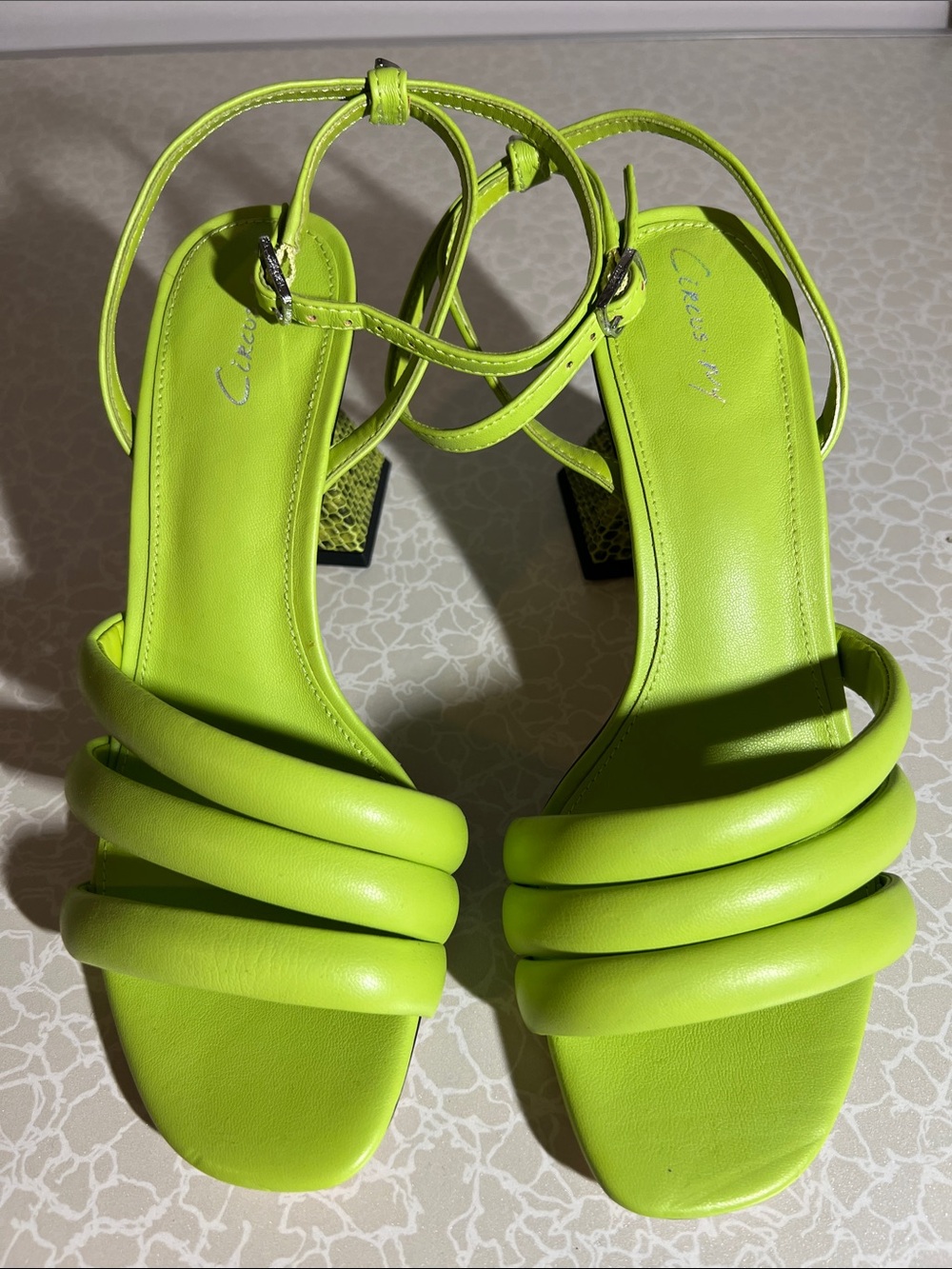 Circus by Sam Edelman Neon Lime Strappy Block Heel Sandals